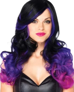 Leg Avenue Allure Long Wavy Black And Purple Wig Fashion