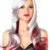 Leg Avenue Allure Long Wavy Grey And Red Wig New