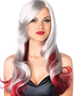 Leg Avenue Allure Long Wavy Grey And Red Wig New