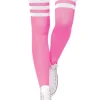 Leg Avenue Athletic Pink With White Stripes Thigh High Socks Outlet