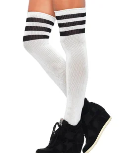 Leg Avenue Athletic White With Black Stripes Thigh High Socks Cheap