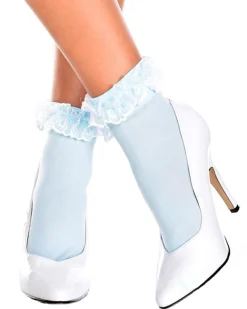 Music Legs Baby Blue Ruffle Top Ankle Socks Flash Sale