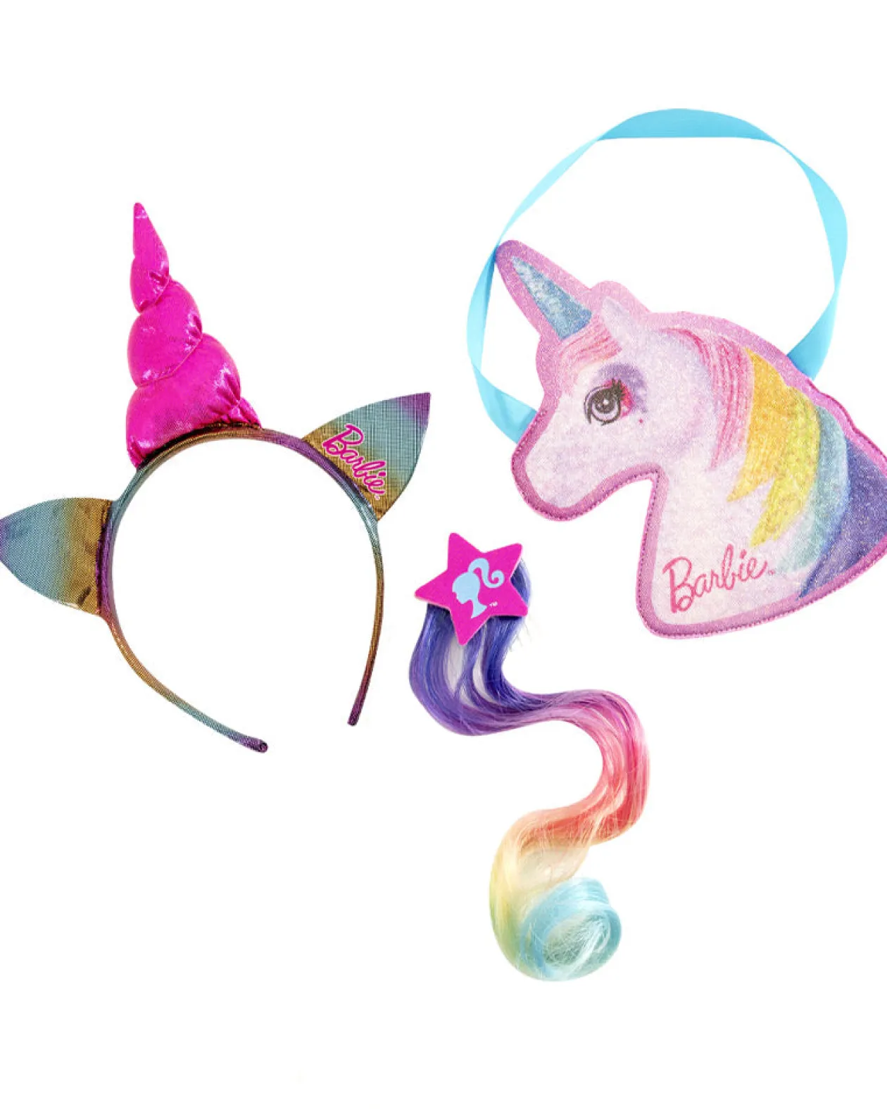 Rubies Barbie Unicorn Handbag Faux Hair Comb Headband Set Best