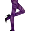 Music Legs Beautiful Black And Purple Striped Tights Store