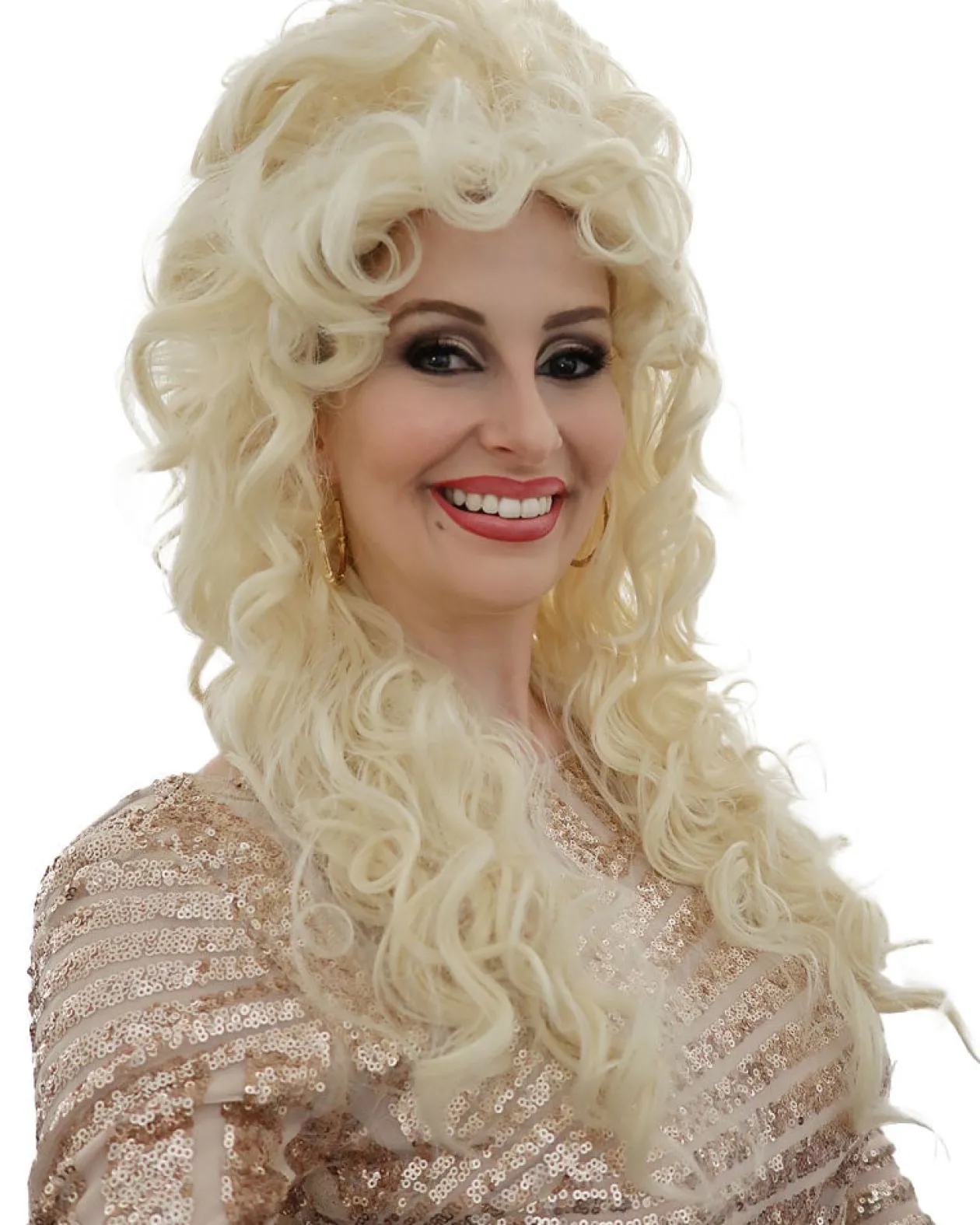 The Wig Outlet Big Blonde Dolly Curly Wig Cheap