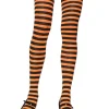 Leg Avenue Black And Orange Stripe Nylon Thigh High Tights Store