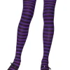 Leg Avenue Black And Purple Stripe Nylon Thigh Highs Clearance