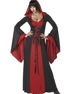 California Costumes Black And Red Hooded Deluxe Robe Womens Costume New