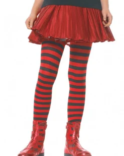 Leg Avenue Black And Red Vibrant Striped Girls Tights Best Sale