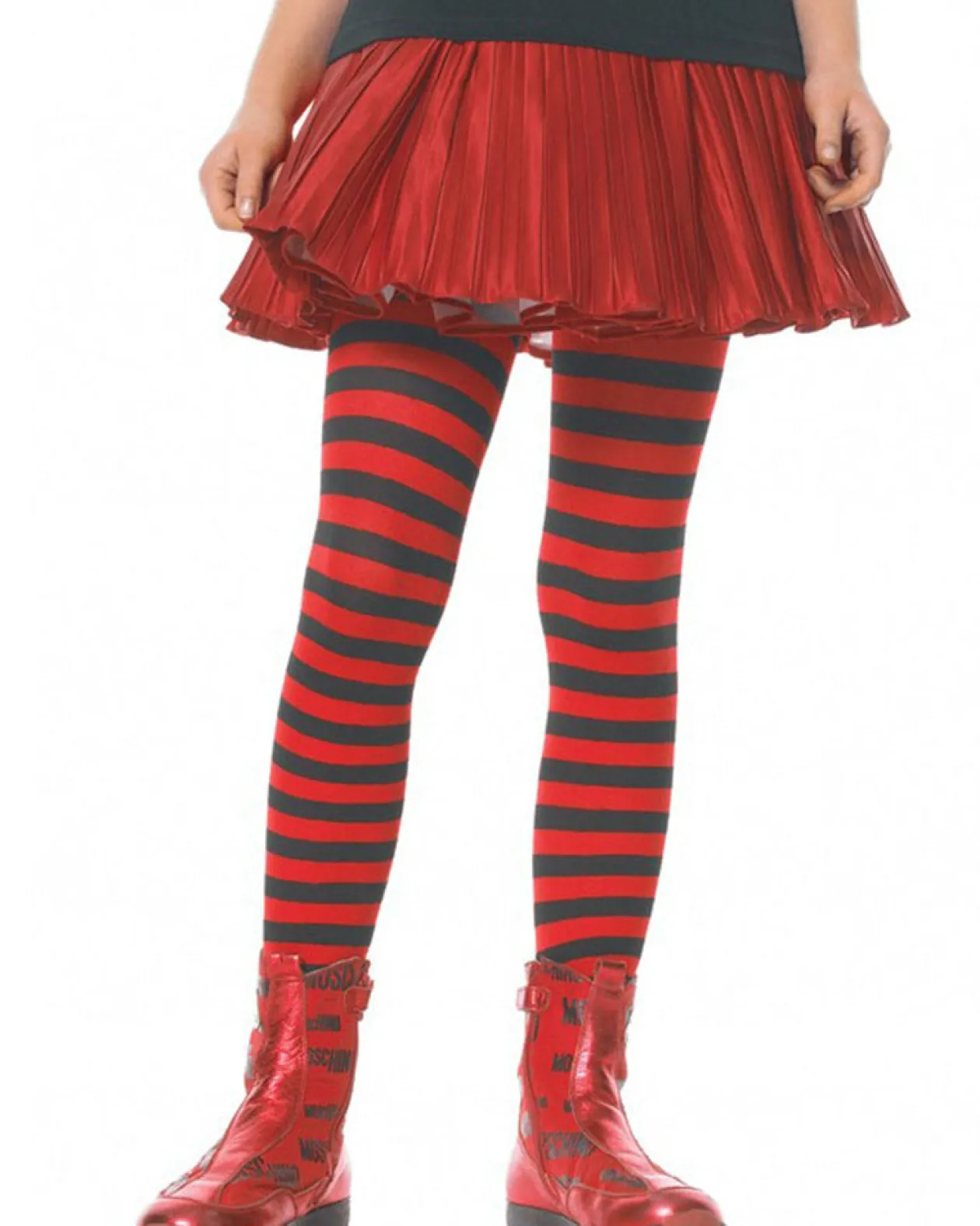 Leg Avenue Black And Red Vibrant Striped Girls Tights Best Sale