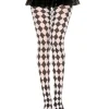 Music Legs Black And White Checked Harlequin Tights New