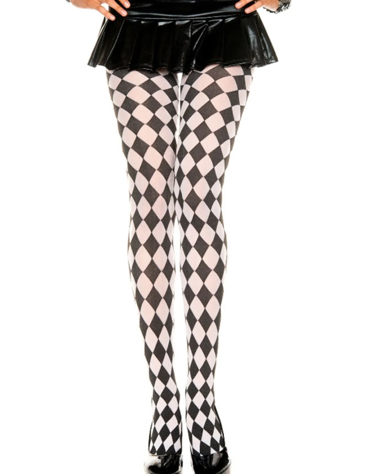 Music Legs Black And White Checked Harlequin Tights New