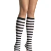 Leg Avenue Black And White Striped Knee High Socks Fashion