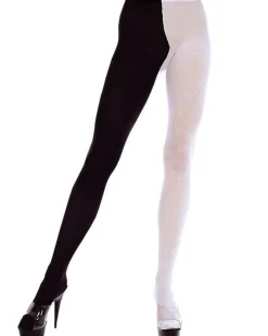 Music Legs Black And White Two Tone Opaque Tights Hot