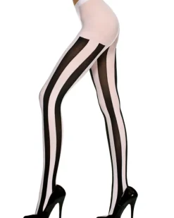 Music Legs Black And White Vertical Striped Tights Fashion