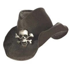 California Costumes Black Cowboy Hat With Silver Skull Fashion