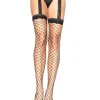 Leg Avenue Black Fence Net Plus Size Stockings With Lace Garter Belt Store