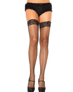 Leg Avenue Black Fishnet Lace Top Thigh High Stay Ups Discount