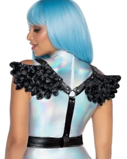 Leg Avenue Black Furry Angel Wing Body Harness Best Sale