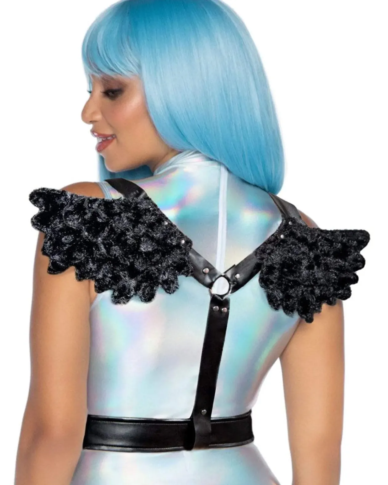 Leg Avenue Black Furry Angel Wing Body Harness Best Sale