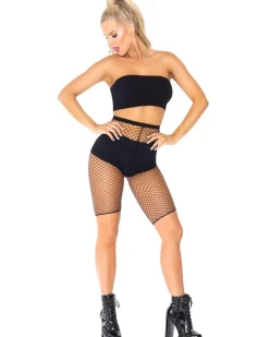 Leg Avenue Black Industrial Net Biker Shorts Fashion