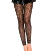 Music Legs Black Lace Footless Tights Store