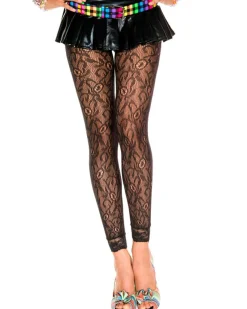 Music Legs Black Lace Footless Tights Store