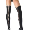 Leg Avenue Black Lace Up Back Thigh High Stay Ups Best