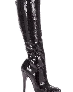 Ellie Shoes Black Metallic Sequin Womens Boots Cheap