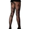 Leg Avenue Black Micro Net Stockings With Skull Print Discount