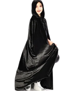 * Black Panne Velvet Deluxe Kids Cape Fashion