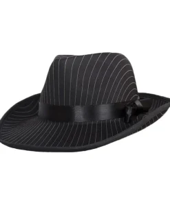 Tomfoolery Black Pinstripe Gangster Hat Discount