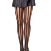Leg Avenue Black Sheer Stockings With Opaque Vertical Stripes Cheap