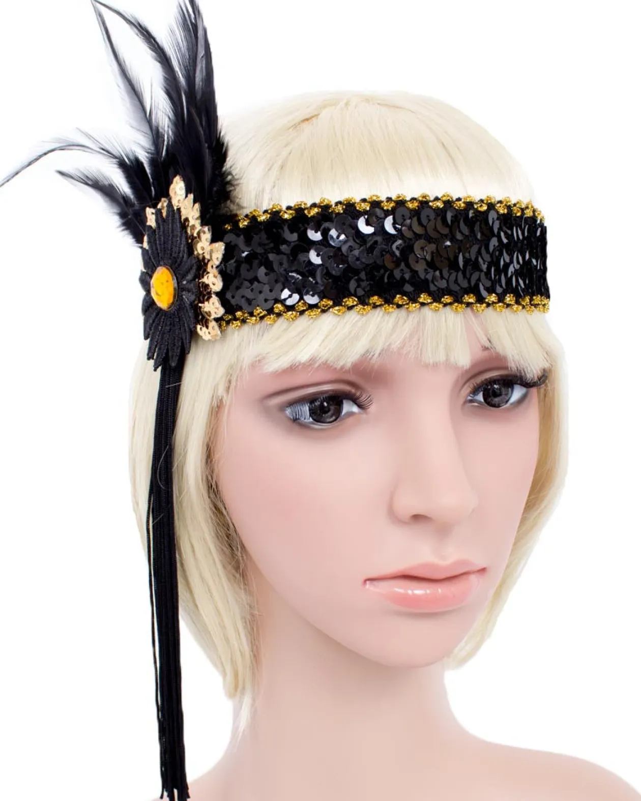 Interalia Black Tassel Feather Headband Clearance