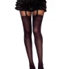 Music Legs Black Thigh High Stockings With Faux Suspenders Flash Sale