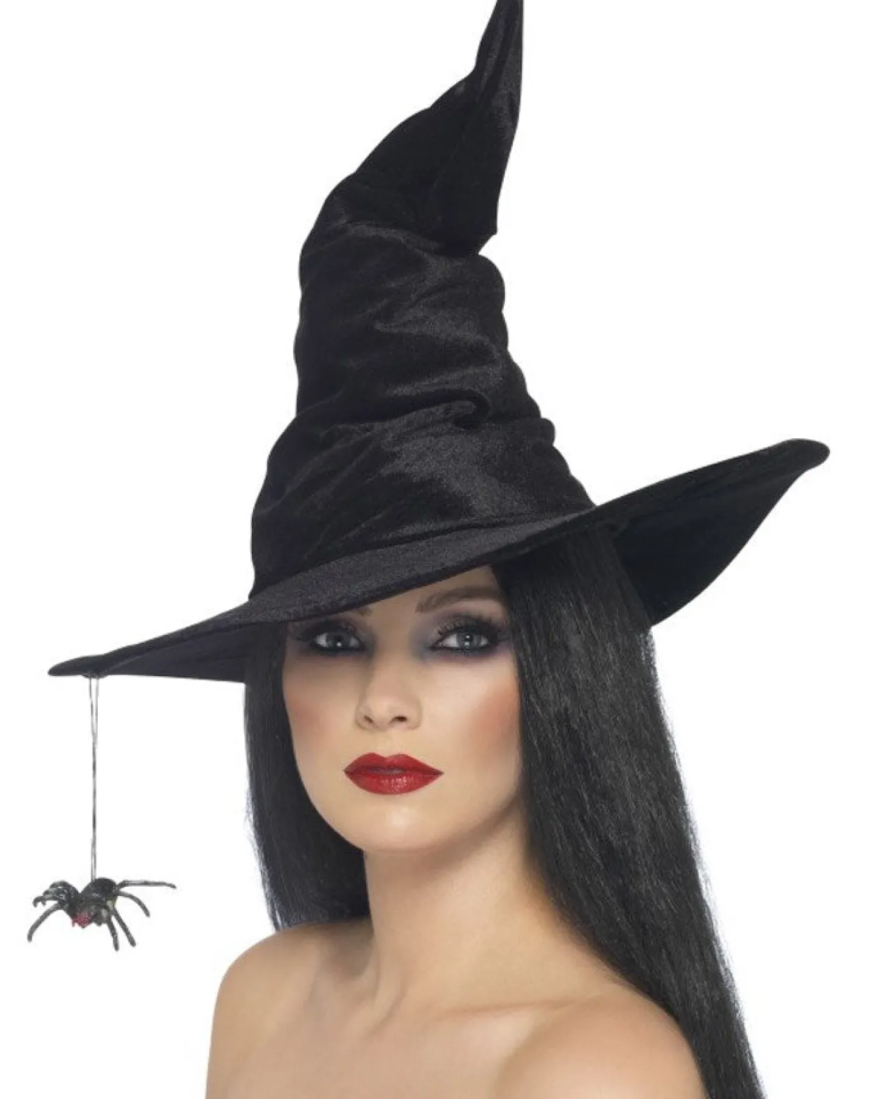 Smiffys Black Witch Hat With Spider New