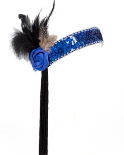 Interalia Blue Flower And Black Tassle Flapper Headband Best