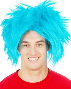 Allaura Wigs and Hair Blue Fuzzy Curly Wig Shop