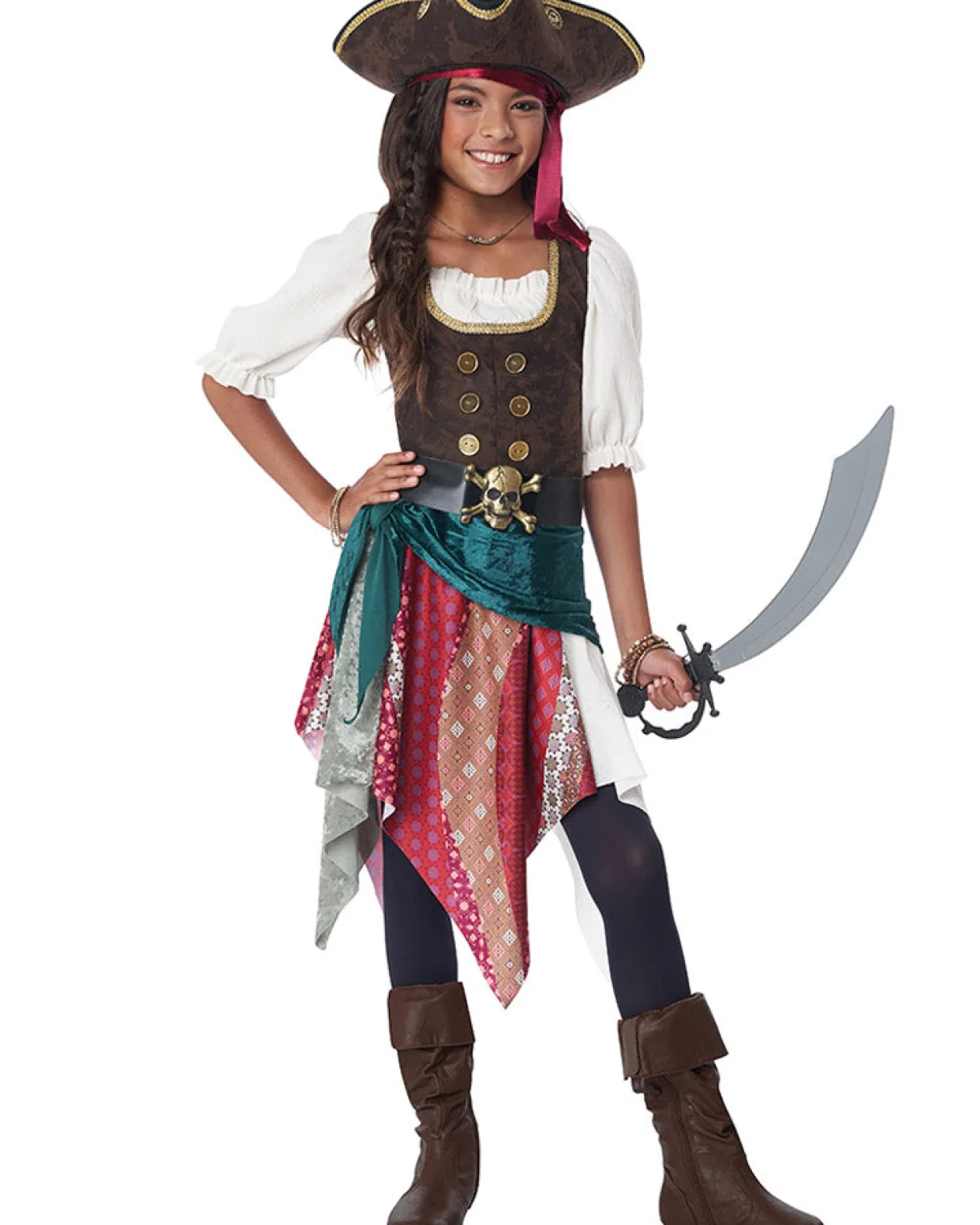 California Costumes Boho Pirate Deluxe Girls Costume New