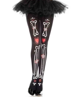 Music Legs Bone And Heart Print Pantyhose Outlet