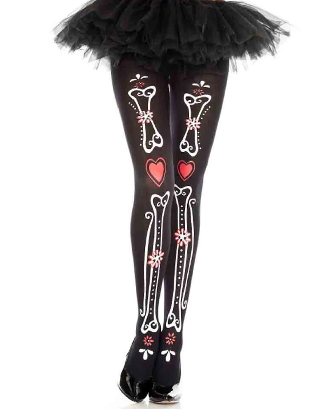Music Legs Bone And Heart Print Pantyhose Outlet