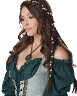 California Costumes Brunette Halo Braid With Flowers New