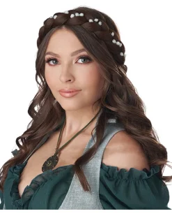 California Costumes Brunette Halo Braid With Flowers New