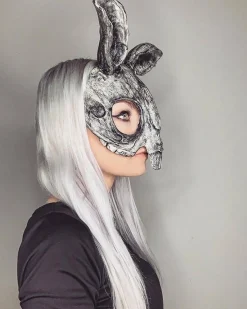 Sarah Mudle Bunny Black White Half Mask Cheap