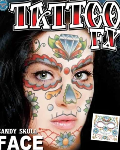 Tinsley Transfers Candy Skull Face Tattoo Discount