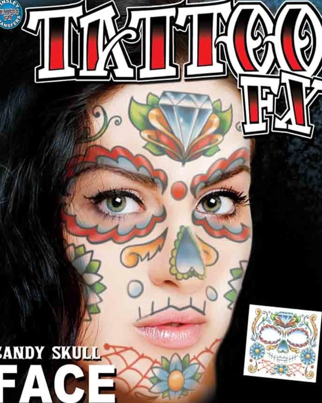 Tinsley Transfers Candy Skull Face Tattoo Discount