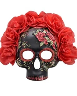 Tomfoolery Catalina Floral Day Of The Dead Half Mask Discount