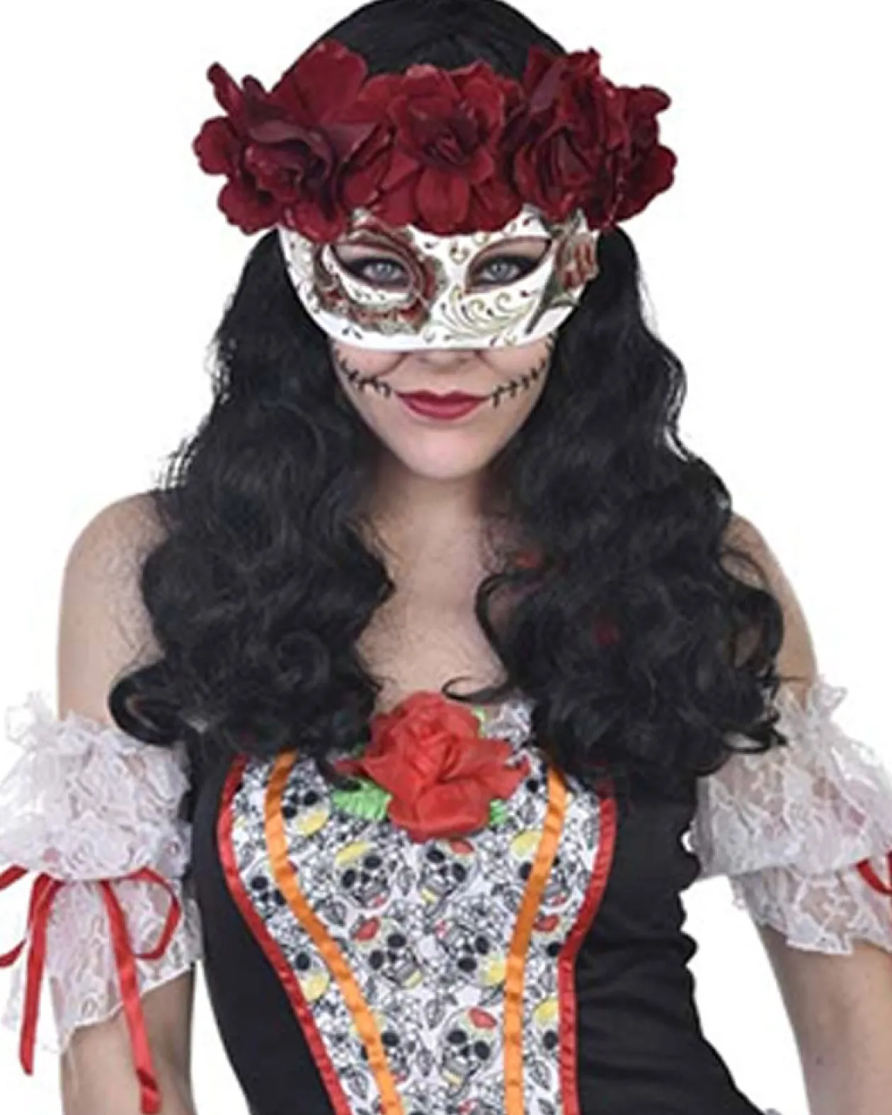 Tomfoolery Catrina With Flowers Day Of The Dead Eye Mask Fashion