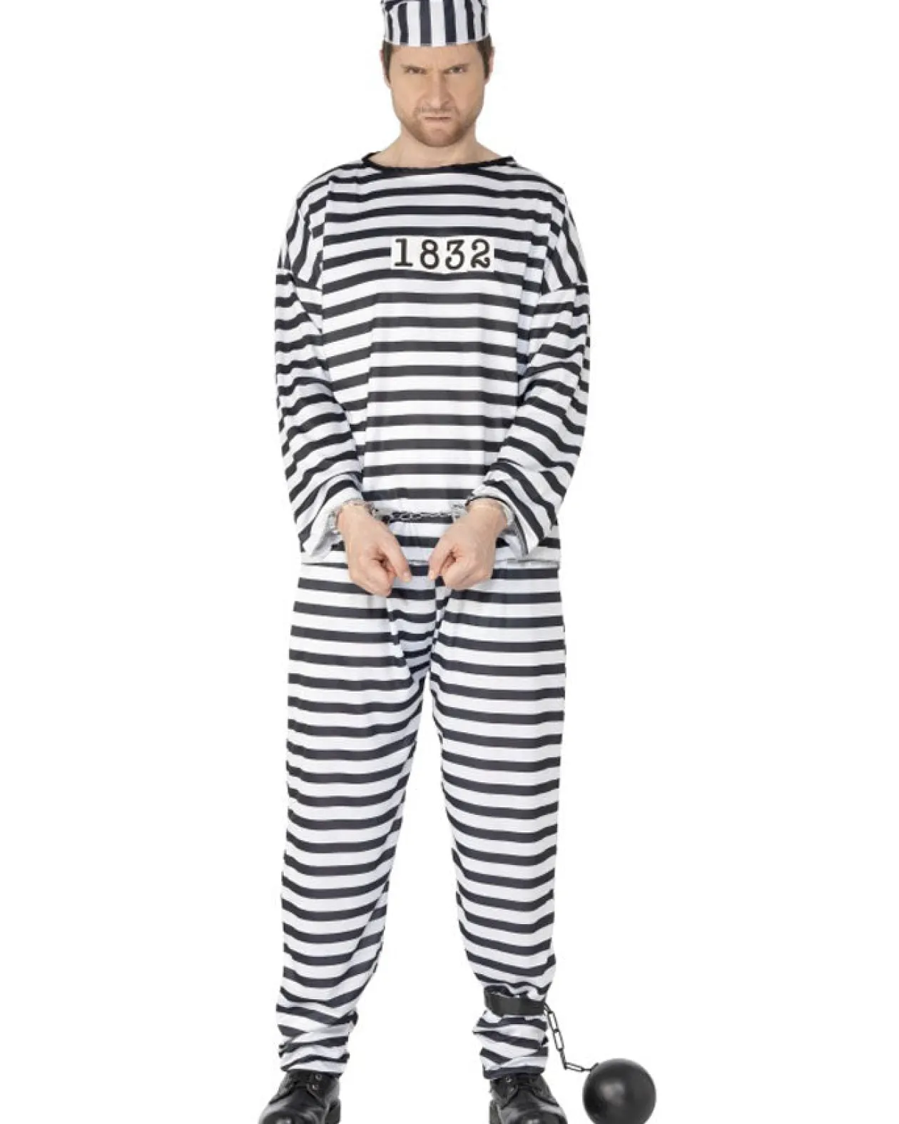 Smiffys Convict Prisoner Mens Costume Cheap