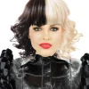 The Wig Outlet Dalmatian Villain Curly Half Black Half White Wig Shop